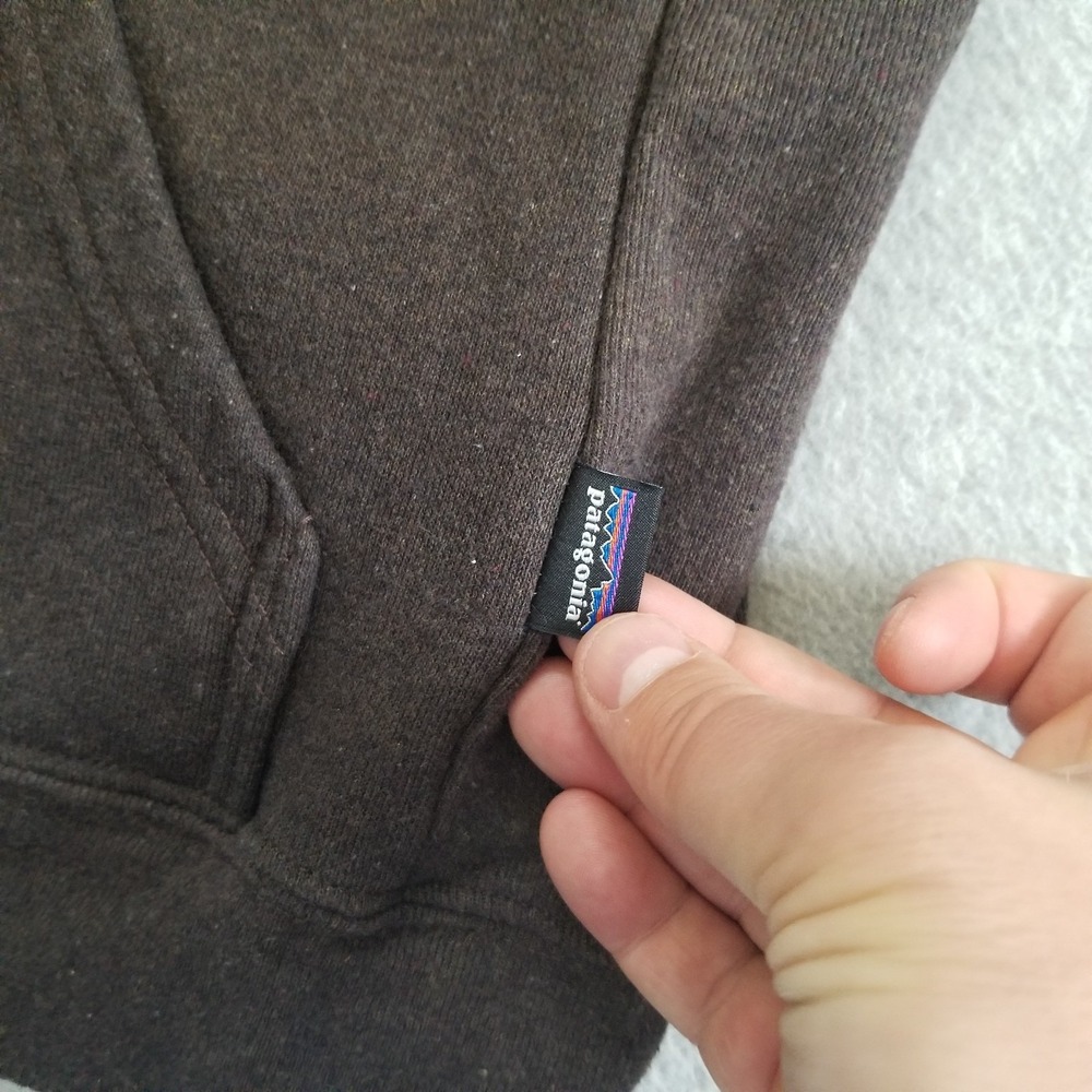 Patagonia Hoodie Mens Small Brown Uprisal Striped Fitz Roy Patch Fleece Outdoor - Picture 10 of 10